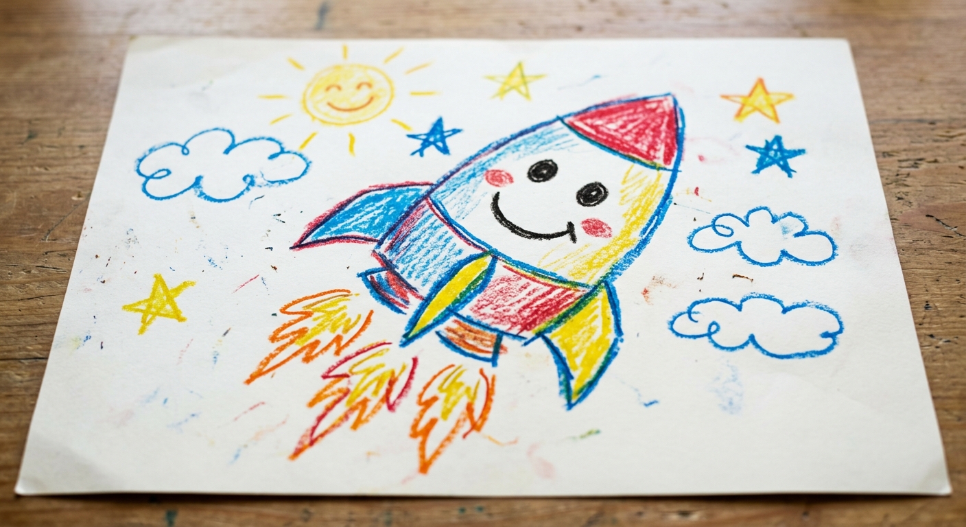 child's rocket drawing
